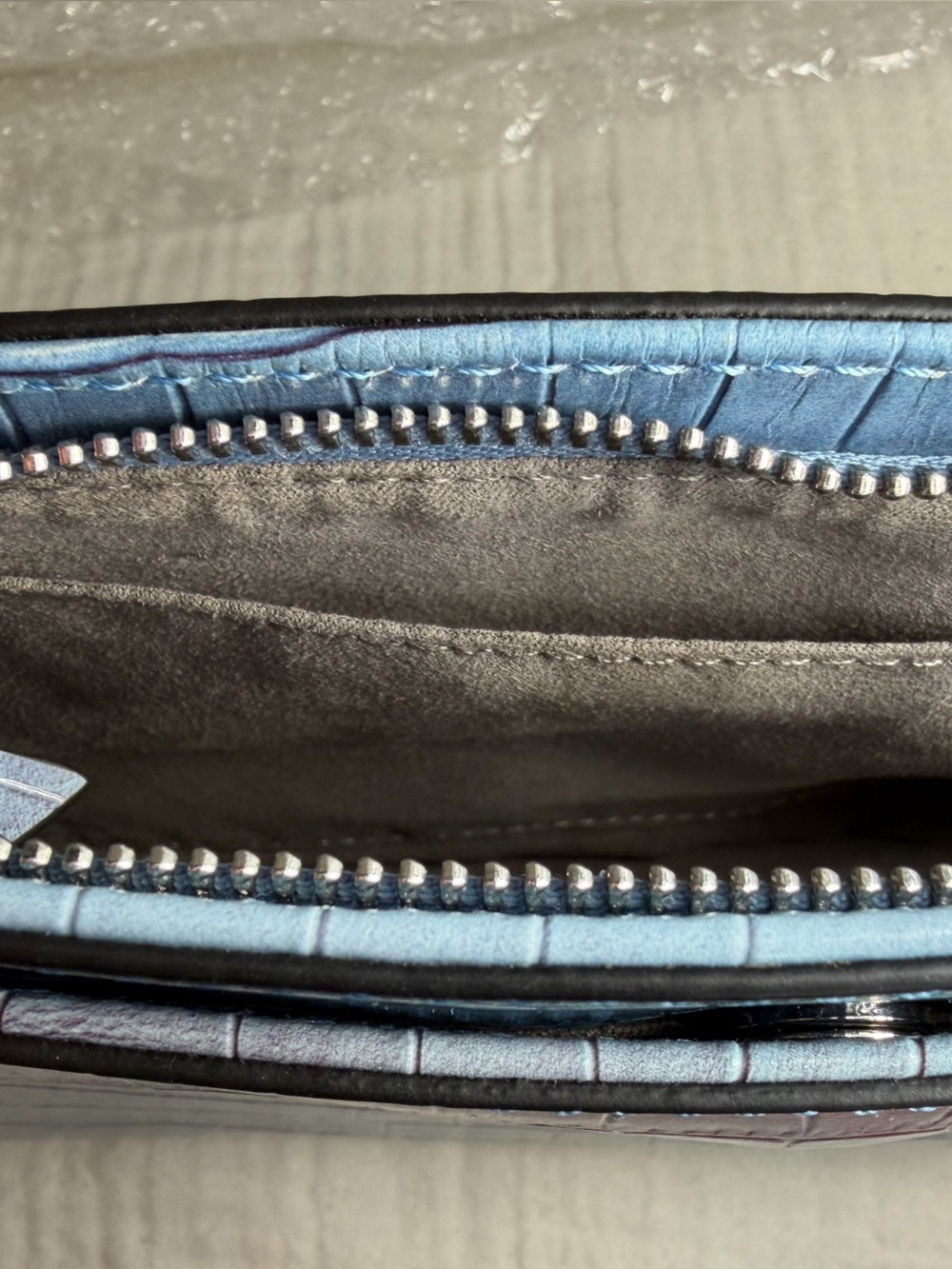 Vince Camuto Irine Small Shoulder Bag Blue and Red Ombré Croco Leather - Picture 10 of 12